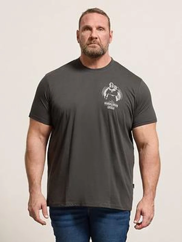 Image of BadRhino Mens Mandalorian & Grogu Graphic T-Shirt in Dark Grey Size: XL Dark Grey Male XL