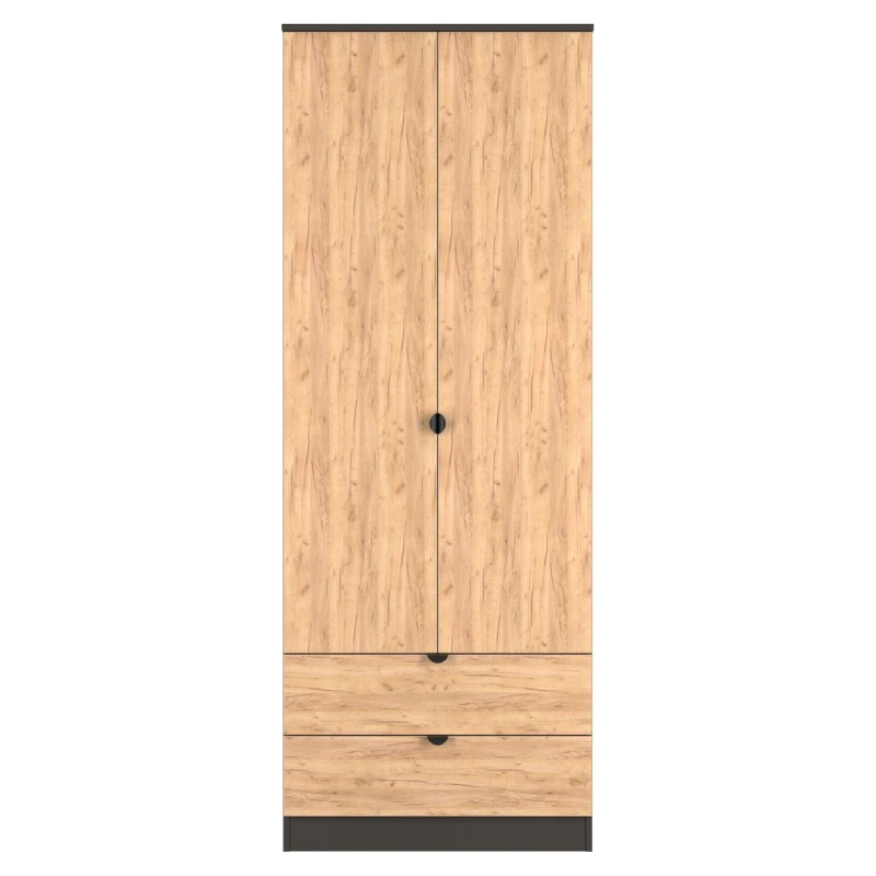 Image of Welcome Furniture Solomon 2 Drawer Double Wardrobe Wardrobes Large Grey 42343290430