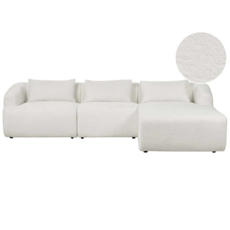 Image of Beliani Corner Sofa 3 Seater Svansele Boucle Off-White Left Hand