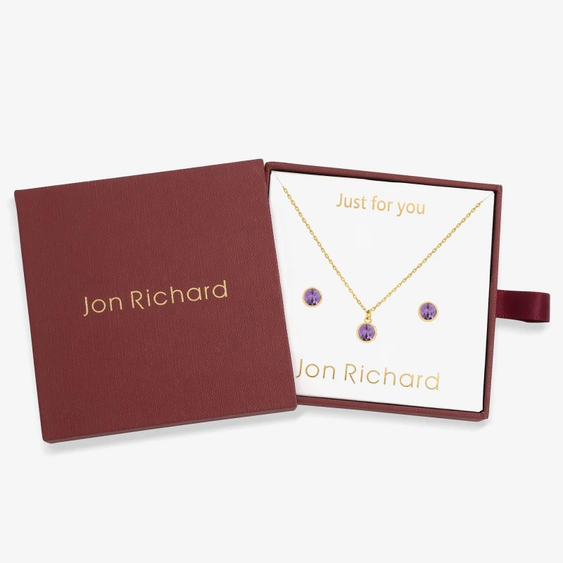 Image of Jon Richard 14Ct Gold Plated Birthstone Bezel Set - November Gold female One Size