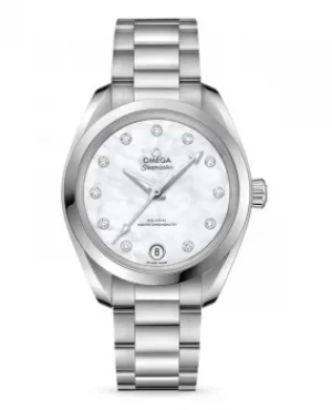 Image of Omega Seamaster Aqua Terra 150m Master Co-Axial Chronometer 34 MM Stainless Steel Mother of Pearl Womens Watch 220.10.34.20.55.001 220.10.34.20.55.00