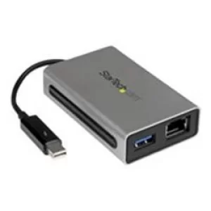 image of StarTech Thunderbolt To Gigabit Ethernet Plus USB 3.0 Thunderbolt Adapter