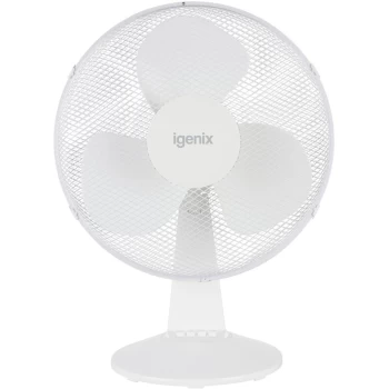 image of Portable Desk Fan, 3 Speed, 12 Inch, White - DF1210 - White - Igenix