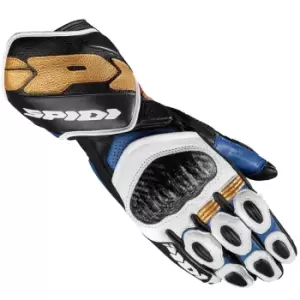 image of Spidi Carbo 7 Blue Gold Motorcycle Gloves M