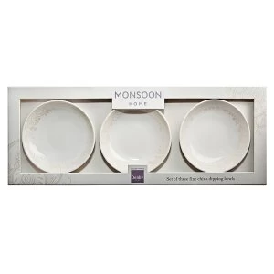 image of Denby Monsoon Lucille Gold Set Of 3 Dipping Bowls