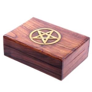 image of Sheesham Wood Pentagram 17.5cm Trinket Box