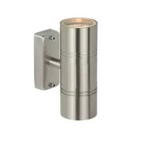 Image of Lucide ArneLed Modern Up Down Wall Light Outdoor 63cm LED GU10 2x5W 2700K IP44 Satin Chrome