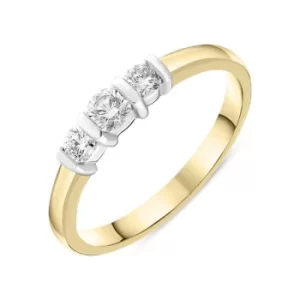 image of 18ct Yellow Gold 0.35ct Diamond Trilogy Bar Set Ring