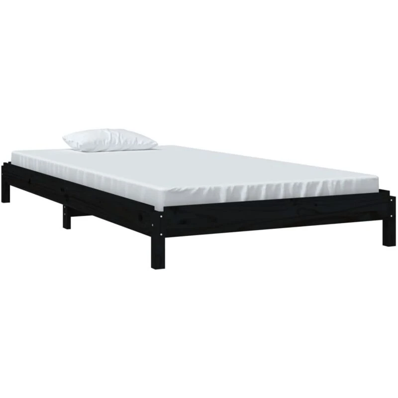 Image of VIDAXL Stack Bed without Mattress Black 80x200cm Solid Wood Pine Vidaxl 8720287073796