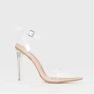 image of Missguided Clear Strap Heeled Court Shoes - None