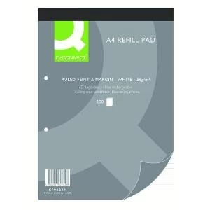 image of Q-Connect Feint Ruled Margin Headbound Refill Pad 200 Pages A4 Pack of