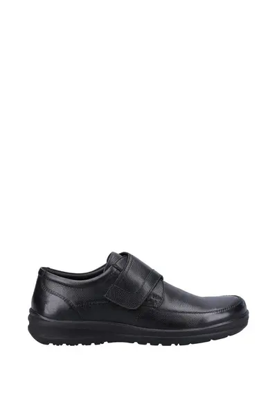 Image of Fleet & Foster Mens Polypay Touch Fastening Leather Shoes UK Size 10 (EU 44) Black FLE172-BLACK-10
