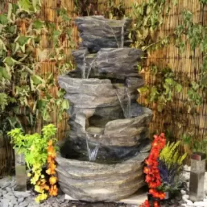 Tranquility Water Features - 5 Tier Stone Solar Powered Water Feature