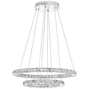Image of Merano - Cincinnati Integrated LED Pendant Ceiling Light Chrome Aluminium, Crystal Adjustable LED 40W 2400Lm 3000K