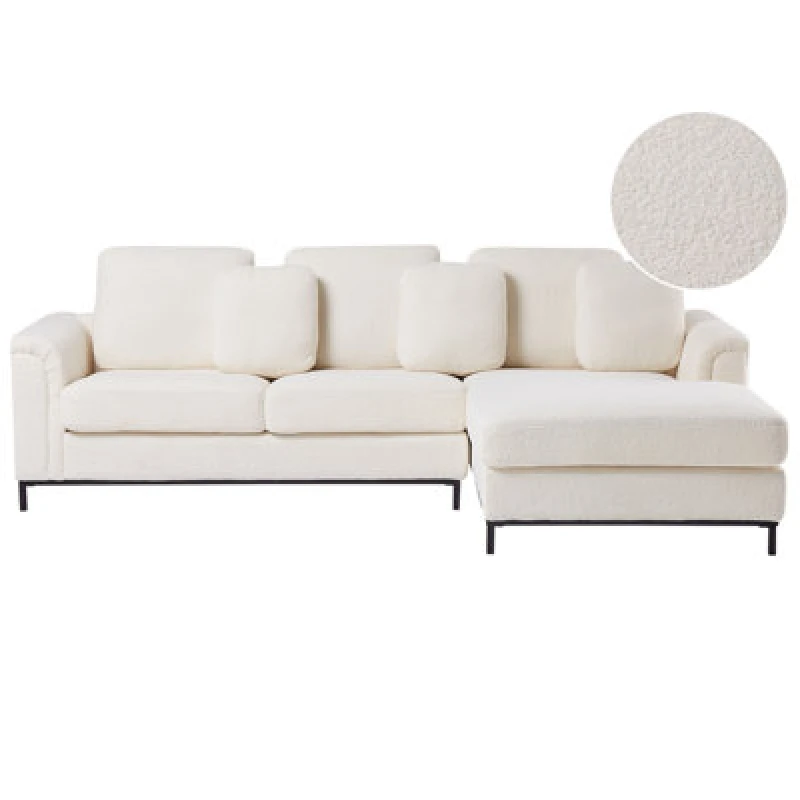 Image of Beliani Corner Sofa 4 Seater Oslo Boucle White Left Hand