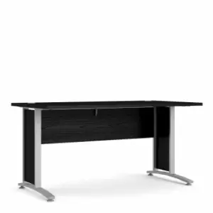 Image of Prima Desk 150 Cm In Black Woodgrain With Silver Grey Steel Legs