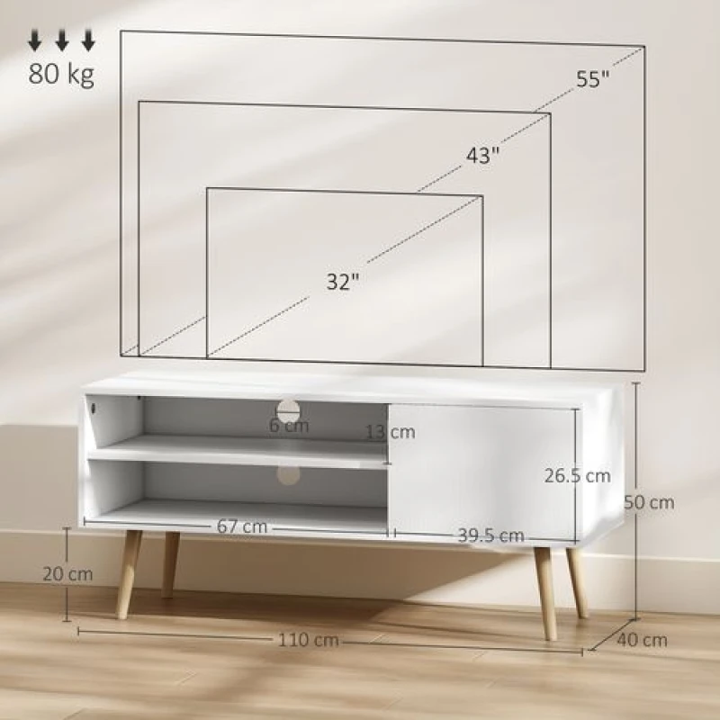 Image of HOMCOM HOMCOM TV Unit Cabinet for TVs up to 55Inches with Cable Management, Brown Brown One Size Unisex 5063603032453
