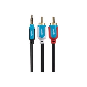 Image of Maplin Premium 3.5mm Stereo 3 Pole Jack to Twin 2 Pole Phono Terminal Cable 0.75m