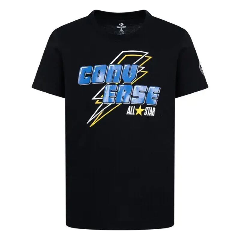 Image of Converse Kid's T-Shirt Converse Lightning Bolt S Noir Unisex 2/3 ans