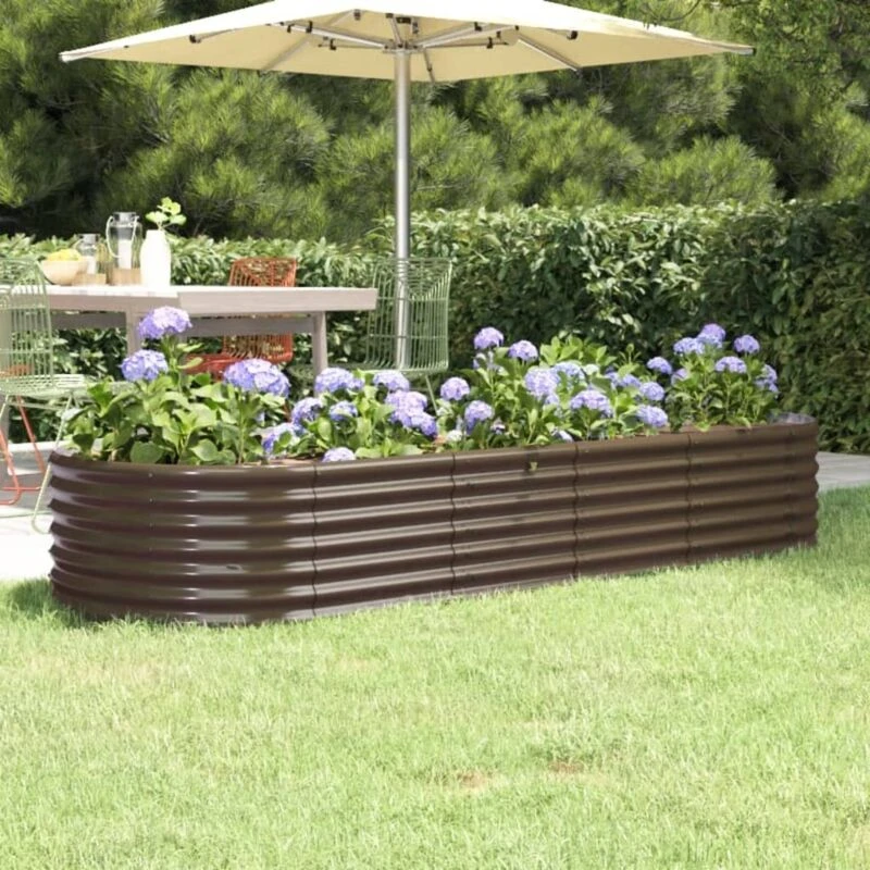 Image of vidaXL Garden Raised Bed Powder-coated Steel 224x80x36cm Brown, Brown 318920