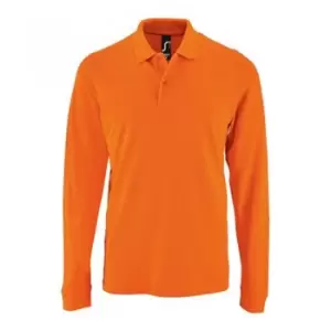 Image of SOLS Mens Perfect Long Sleeve Pique Polo Shirt (2XL) (Orange)