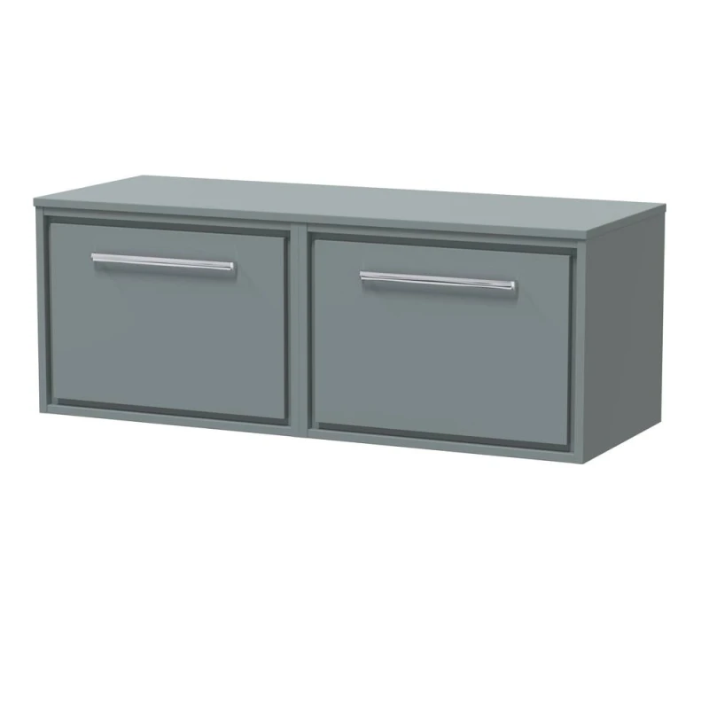 Image of Balterley 1200mm Wall Hung Single Drawer Vanity with Worktop - Coastal Grey Grey Unisex
