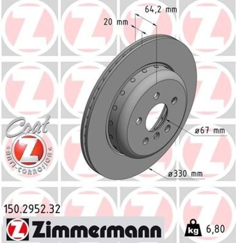 Image of ZIMMERMANN Brake disc ZIMMERMANN 150.2952.32