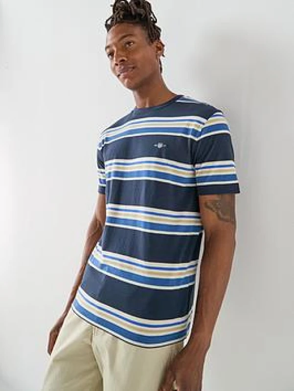 Image of Gant Multistripe T-Shirt Evening Blue M