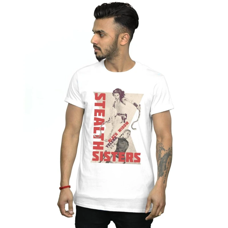 Image of Marvel Marvel Men Black Widow Movie Stealth Sisters T-Shirt in White Size: Small White S Male 5059400790894