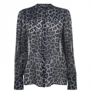 image of SET Leopard Blouse - 0949 Gry/ Blk