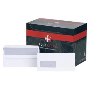 Image of Plus Fabric Envelopes Wallet Press Seal Window 110gm2 DL White 1 x Pack 500