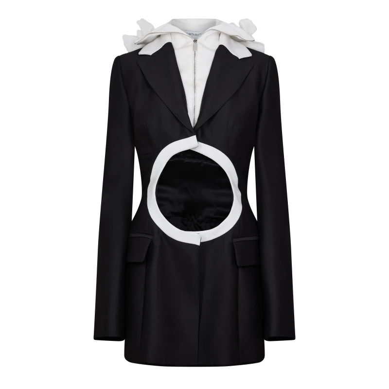 Image of Off White Womens Suit Panelled Fitted Suit Jacket Black/White female 10 (S)