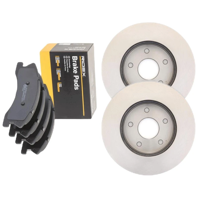 Image of RIDEX 3405B2783 Brake disc and pads set Front Axle, Brake Disc Type: internally vented, with acoustic wear warning Brake Set,disc brakes (3405)