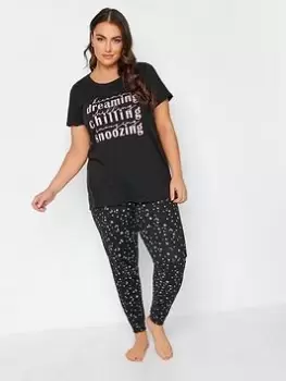 image of Yours Yours Night Sky Cuffed Pj Pant, Black, Size 18-20, Women