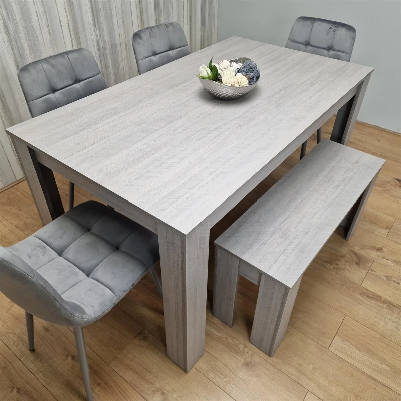 Image of KOSY KOALA Dining Table Set with 4 Chairs Dining Room, Kitchen table set of 4, and Bench Grey unisex