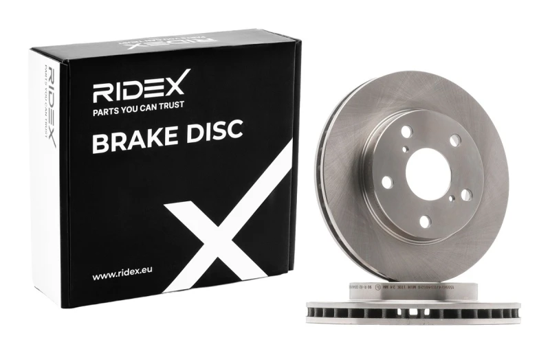 Image of RIDEX 82B1241 Brake disc Front Axle, Vented, Cast Iron, Uncoated, Untreated, without bolts/screws Cast Iron Brake Disc (82)