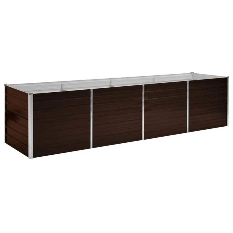 Image of vidaXL Garden Raised Bed Brown 320x80x77cm Galvanised Steel Planter Flower Box
