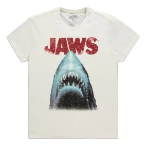 image of Universal - Jaws Movie Poster Mens Large T-Shirt - White