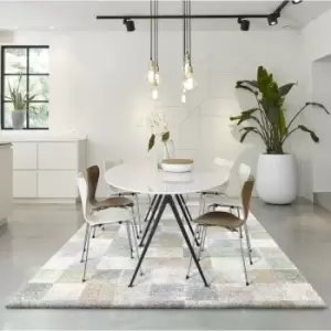 Image of Mehari Pastel Squares 133x195cm Large Rug Carpet Thick Pile Rugs Living Room Bedroom - Multicoloured