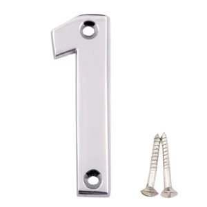 Image of Chrome Effect Brass House Number 1