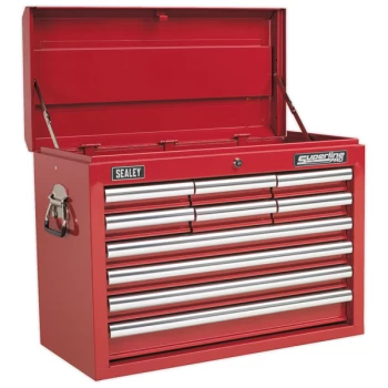 image of Sealey AP33109 Topchest 10 Drawer with Ball Bearing Runners - Red