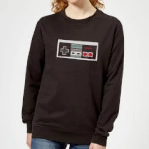 Image of Nintendo NES Controller Chest Womens Sweatshirt - Black