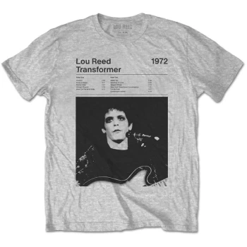 image of Lou Reed - Transformer Track List Unisex Large T-Shirt - Grey