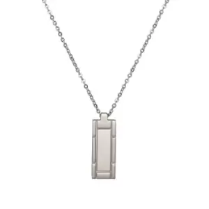 image of Unique Stainless Steel Matte & Polished Pendant Necklace