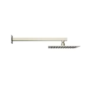 Image of Brushed Nickel Square 250mm Shower Head With Wall Arm