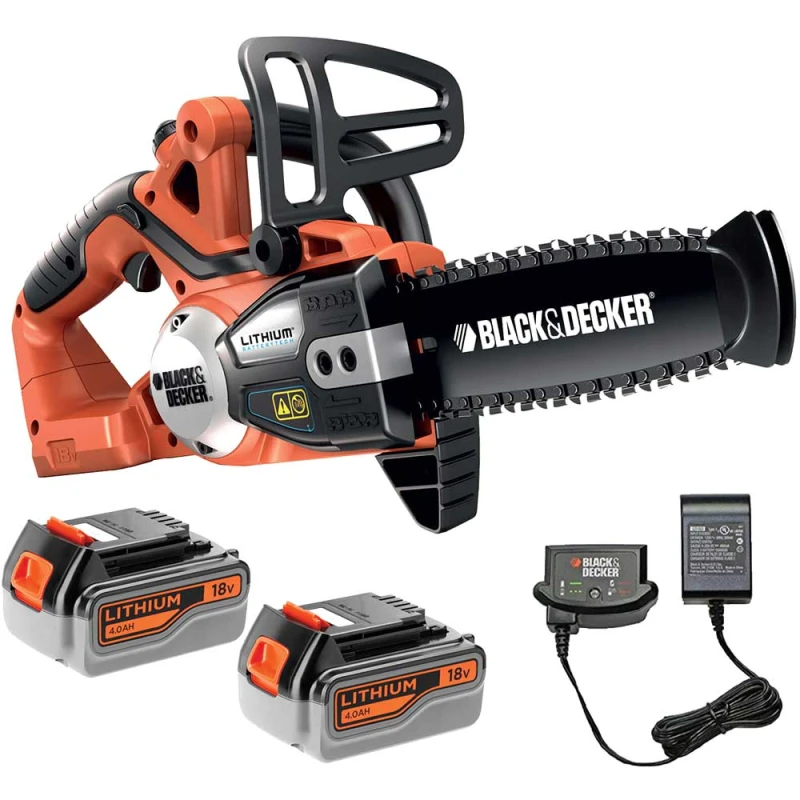 Image of Black and Decker GKC1820L 18v Cordless Chainsaw 200mm 2 x 4ah Li-ion Battery Charger GKC1820L44