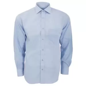 Image of Kustom Kit Mens Premium Non Iron Long Sleeve Shirt (14.5inch) (Light Blue)