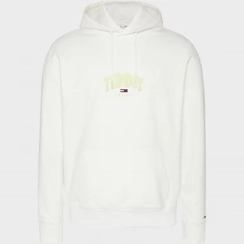 Image of Tommy Jeans Mens Lightweight Logo Crewneck Hoodie - White - M