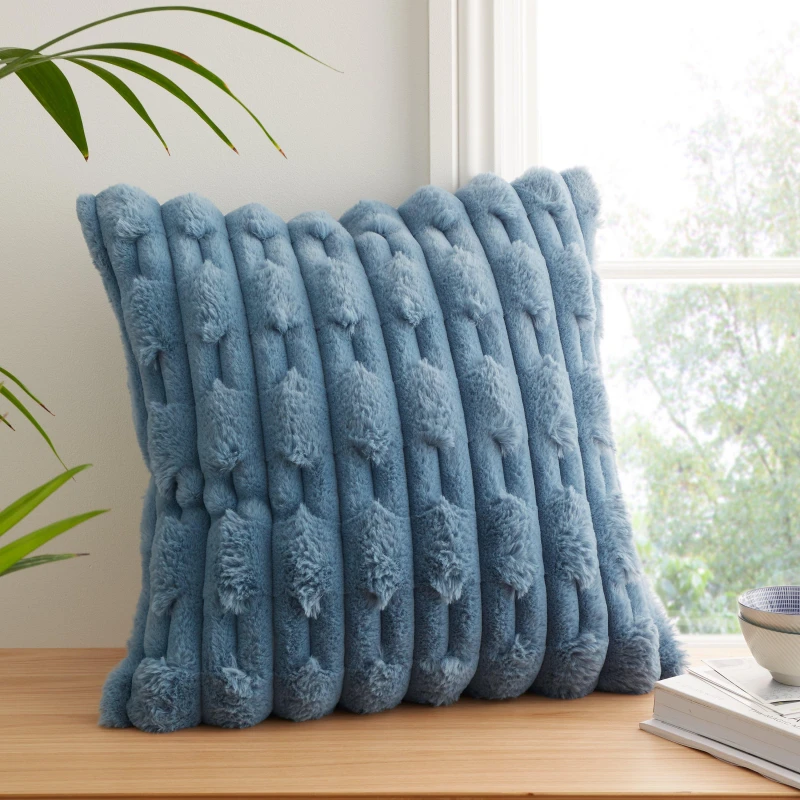Image of Bianca Carved Faux Fur Square Cushion
