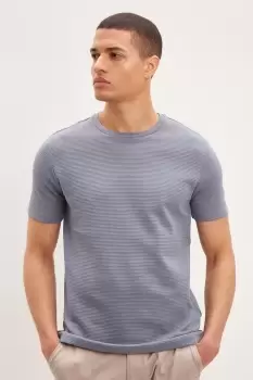 Image of Mens Blue Textured T-Shirt
